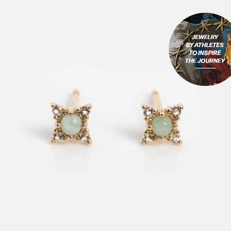 Elegant Silver Earrings With Diamonds-Courtney Frerichs x Local Eclectic Solid Gold Amazonite Starburst Studs