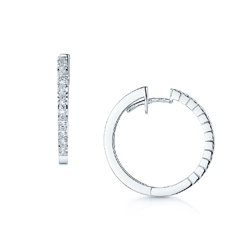 Natural Wood Earrings For Eco-Friendly Style-18ct White Gold 0.30ct Half Hoop Diamond Earrings