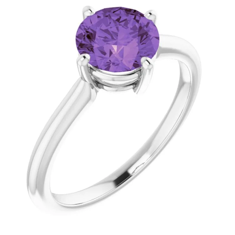 Custom Stacking Rings For Special Occasions-14K White Natural Amethyst Ring