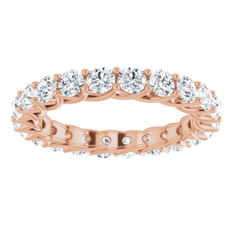 Elegant Gold Wedding Bands For Bridesmaids-14K Rose 2 CTW Natural Diamond Eternity Band