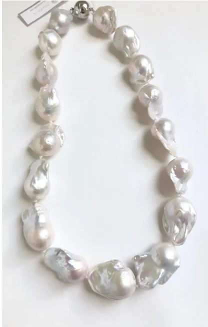 Trendy Chain Necklace For Casual Wear-Necklace - Large Baroque Pearl Necklace