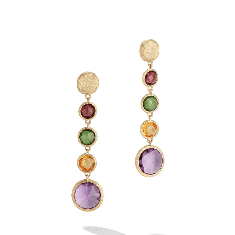 Silver Hoop Earrings For Party-Jaipur 18ct Yellow Gold Multicoloured Drop Earrings