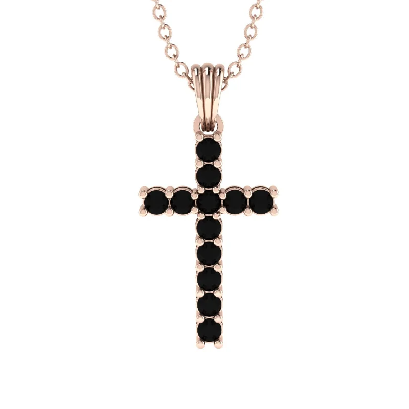 Trendy Statement Chain Necklace For Fashion-Timeless Classic Black Diamond Gold Cross Necklace - Ezekiel No. 8