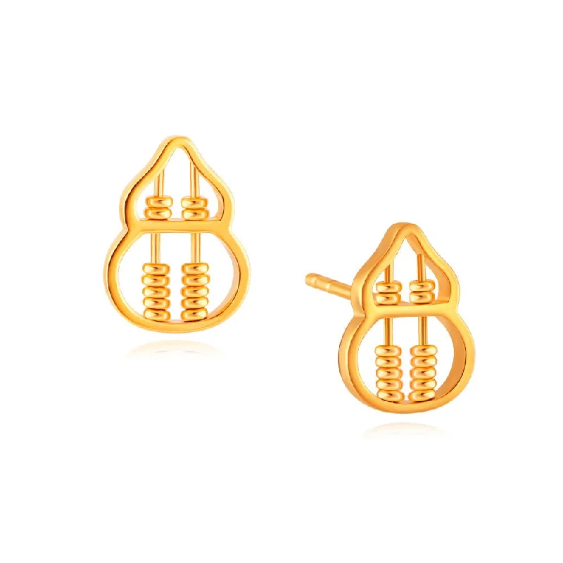 Statement Earrings For Special Events-916 Gold Blessings Gourd Abacus Earrings