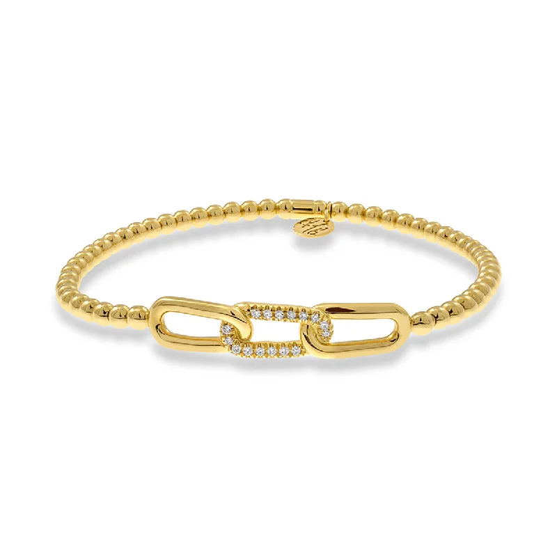 High-Quality Gold Bracelets-Diamond Paperclip Beaded Stretch Bracelet