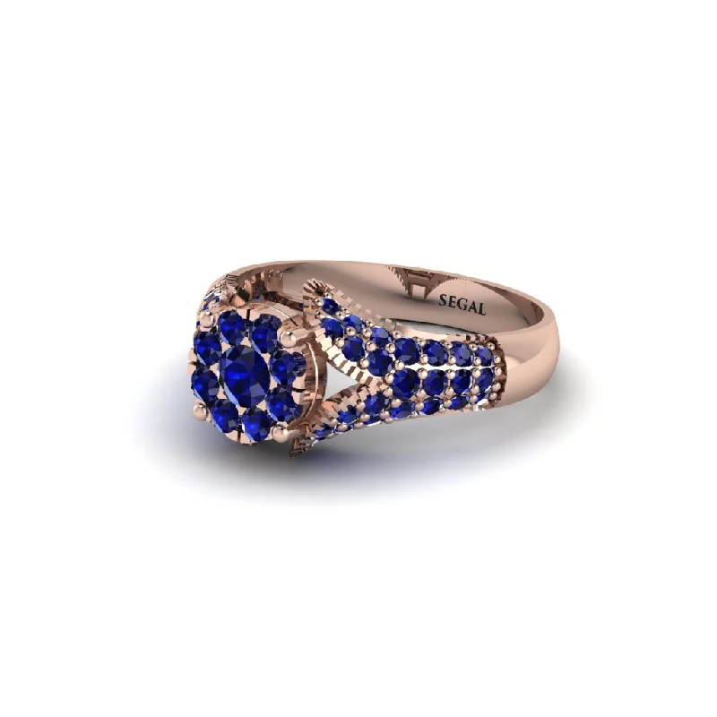 Custom Vintage Rings For Special Occasions-Sapphire Floral Cluster Engagement Ring  - Penelope No. 74