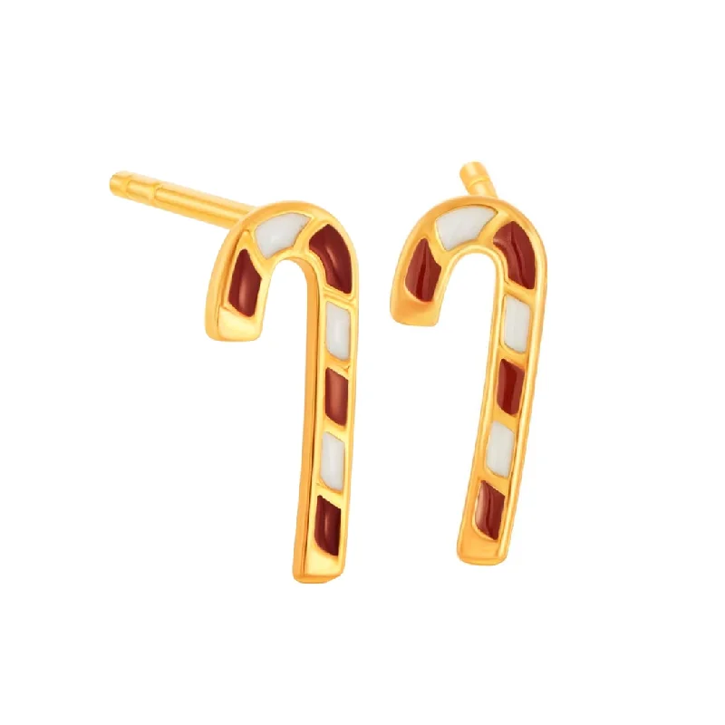 Elegant Sapphire Earrings-916 Gold Mini Candy Cane Earrings