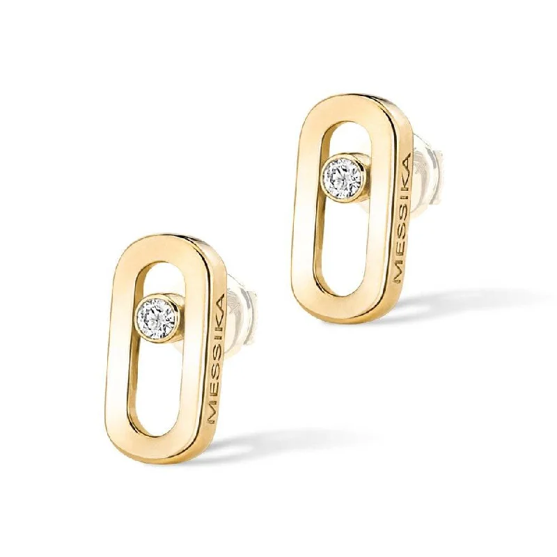 Retro Style Earrings For Women-Move Uno 18ct Yellow Gold Diamond Earrings