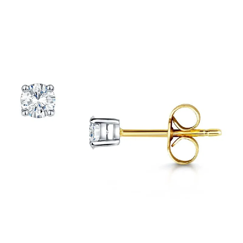 Elegant Sapphire Earrings-18ct Yellow Gold Round Brilliant Cut Diamond Set Earrings