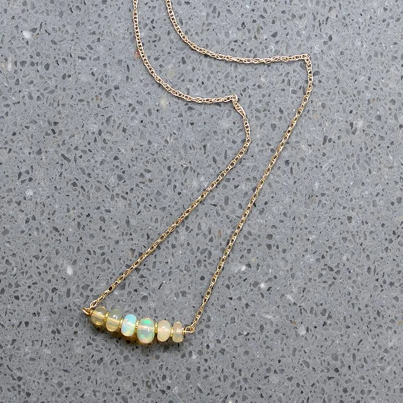 Sparkling Gold Necklace For Fashion Events-Olio Arc Necklace in Opals by brunet