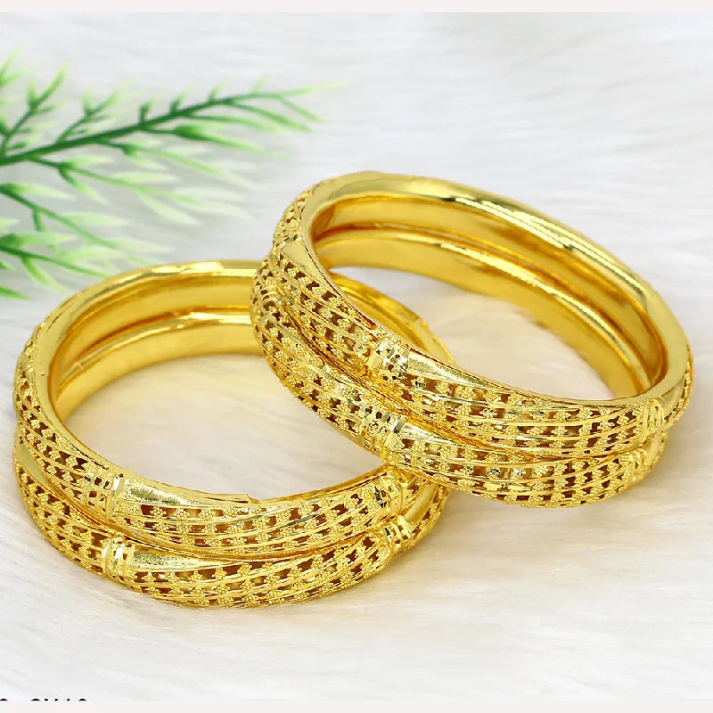 Classic Wedding Bangles With Gemstones For Brides-Mahavir Dye Gold Plating Bangles Set