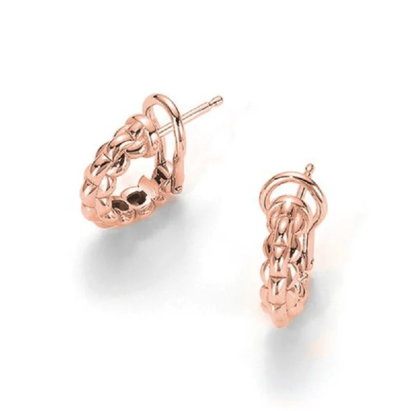 Stylish Drop Earrings For Evening Wear-Eka 18ct Rose Gold Half Hoop Earrings