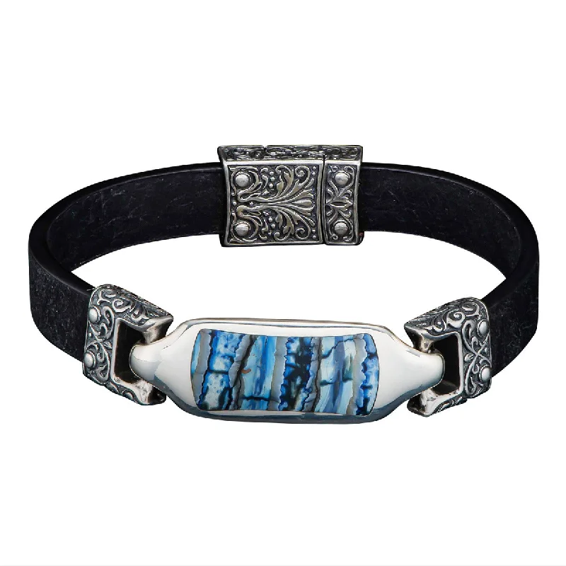 Unique Gemstone Bracelets-Florence MT Black Leather Bracelet