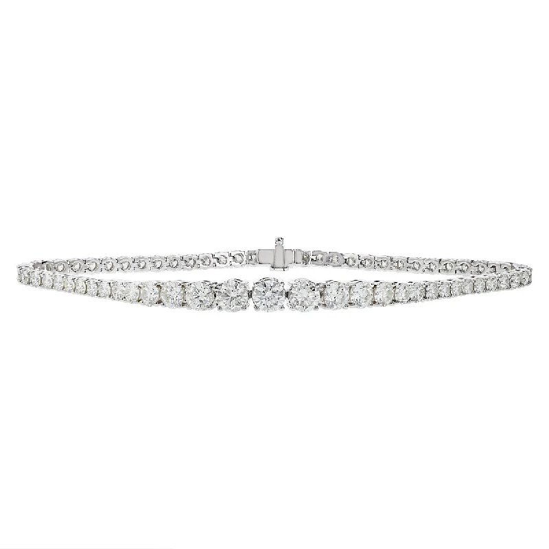 Men’s Silver Cuff Bracelets-Graduated Round Brilliant Diamond Line Bracelet