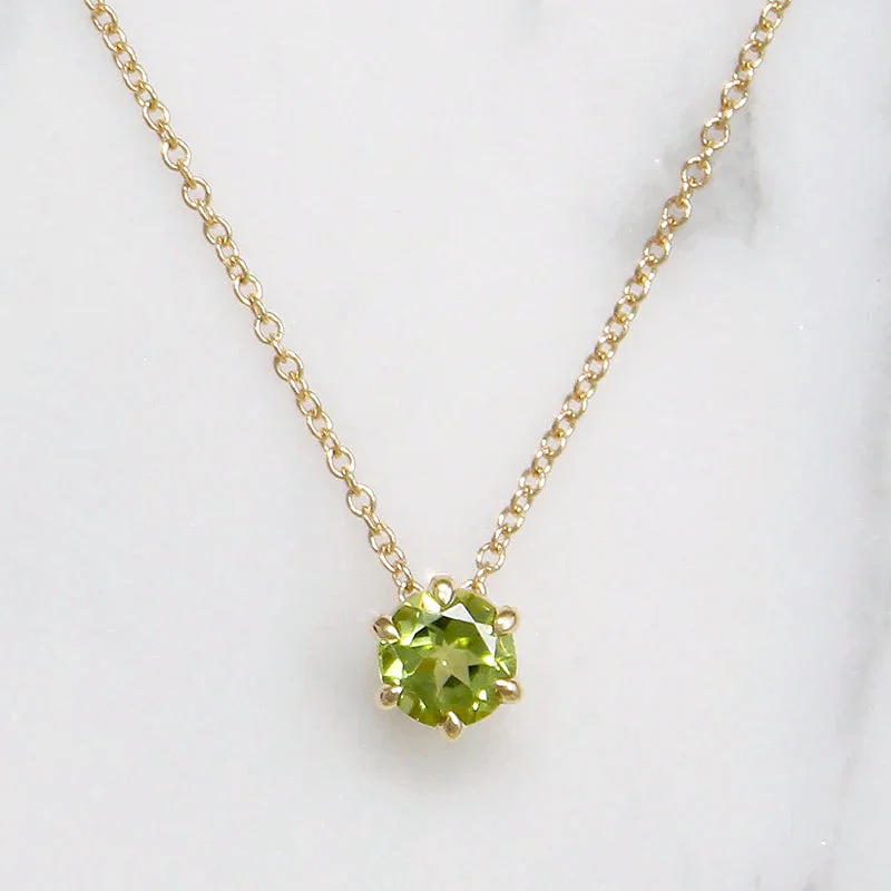 Custom Heart Pendant Necklace For Wedding-Summery Peridot & Gold Solitaire Necklace by 720