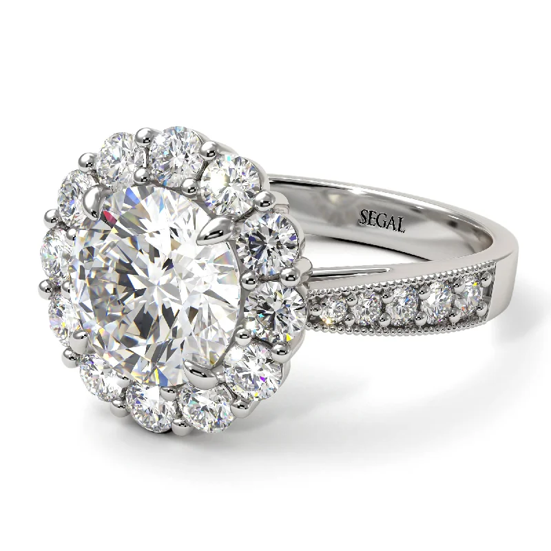 Classic Solitaire Engagement Rings For Brides-Diamond Round Halo Engagement Ring - Unity No. 3