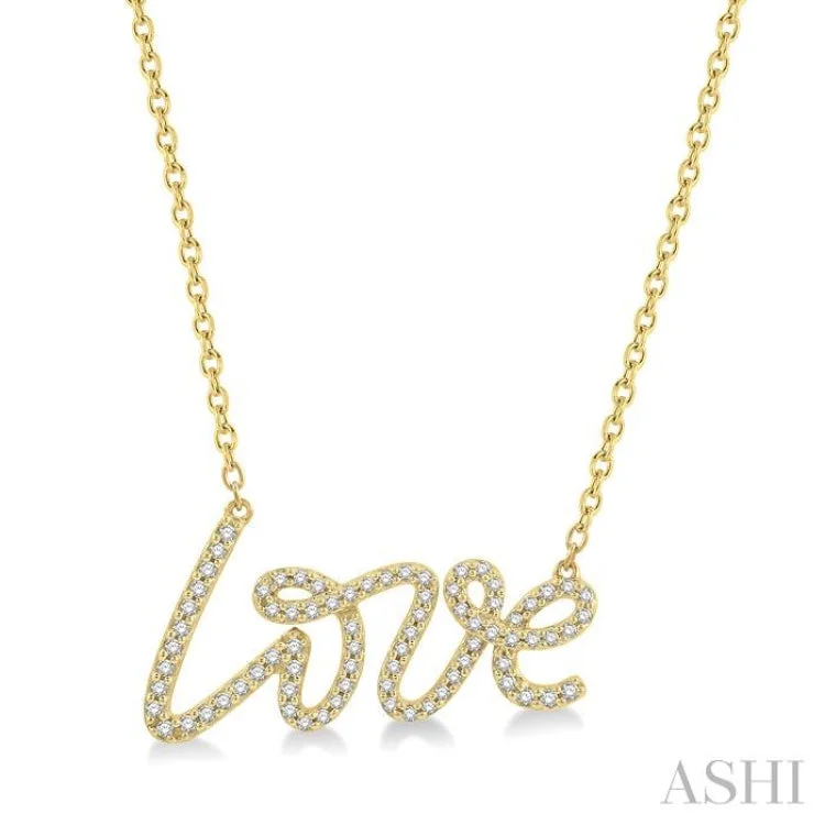 Simple Heart Pendant Necklace For Casual Wear-1/4 Ctw Love Round Cut Diamond Necklace in 14K Yellow Gold