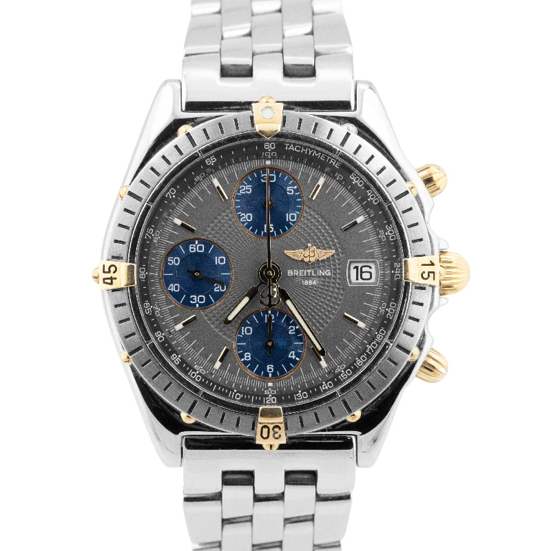 Affordable Digital Watches For Fitness-Breitling Chronomat Gray Two-Tone 39mm Gold Stainless Steel Watch B13048