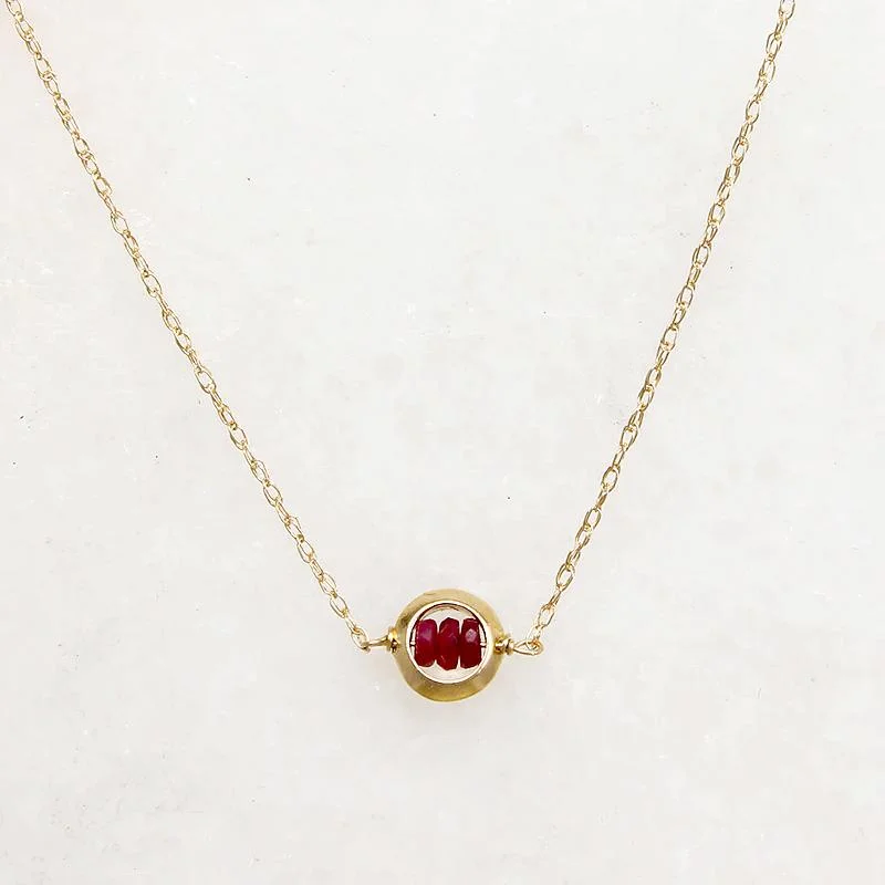 Simple Layered Necklace For Chic Style-Scarlet Ruby Beads in Gold "O" Necklace by brunet