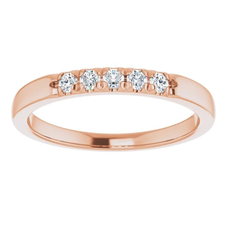 Classic Gemstone Wedding Bands For Couples-14K Rose 1/6 CTW Natural Diamond Anniversary Band