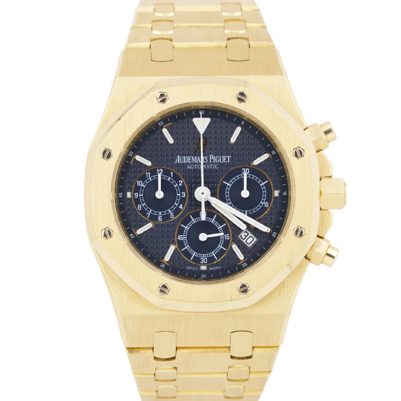 Retro Watches For Vintage Lovers-2024 ARCHIVES Audemars Piguet Royal Oak Chronograph 18k Gold BLUE 39mm 25860BA