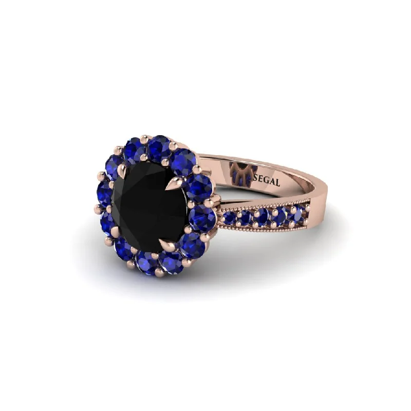 Luxury Wedding Rings For Special Occasions-Sapphire Round Halo Engagement Ring - Unity No. 68