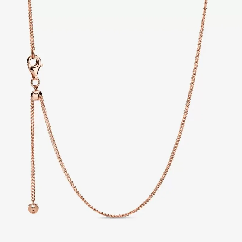 Simple Layered Necklace For Chic Style-PANDORA : Curb Chain Necklace - Rose Gold Plated (23.6")