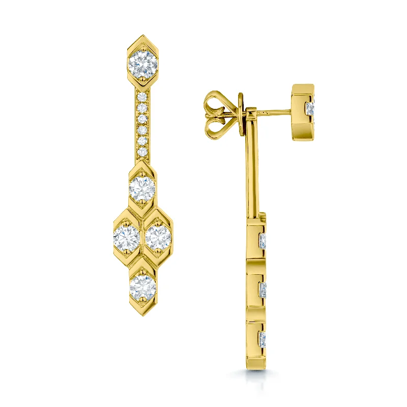 Colorful Resin Drop Earrings-Nouveau Collection 18ct Yellow Gold Full Diamond Drop Earrings