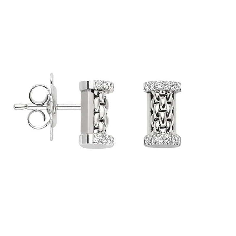 Personalized Gemstone Earrings-Essentials 18ct White Gold Diamond Set Bar Stud Earrings