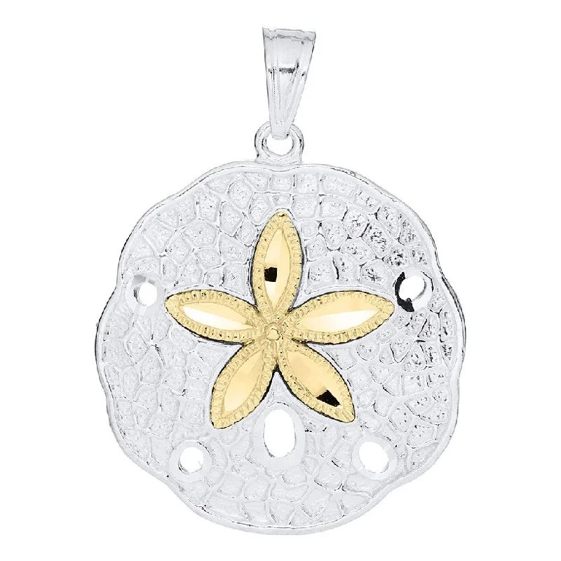 Personalized Birthstone Necklace For Her-LeStage® Cape Cod : Sand Dollar Two Tone Necklace