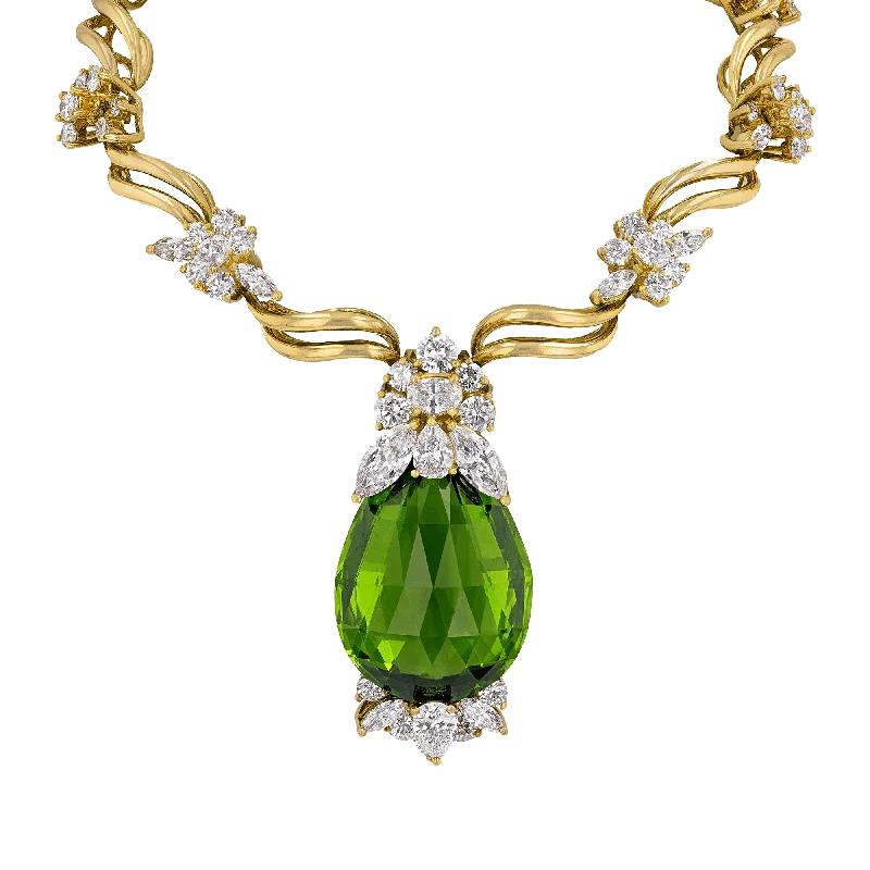 Custom Initial Pendant Necklace For Gifts-Henry Dunay Peridot Necklace, 48.63 carats