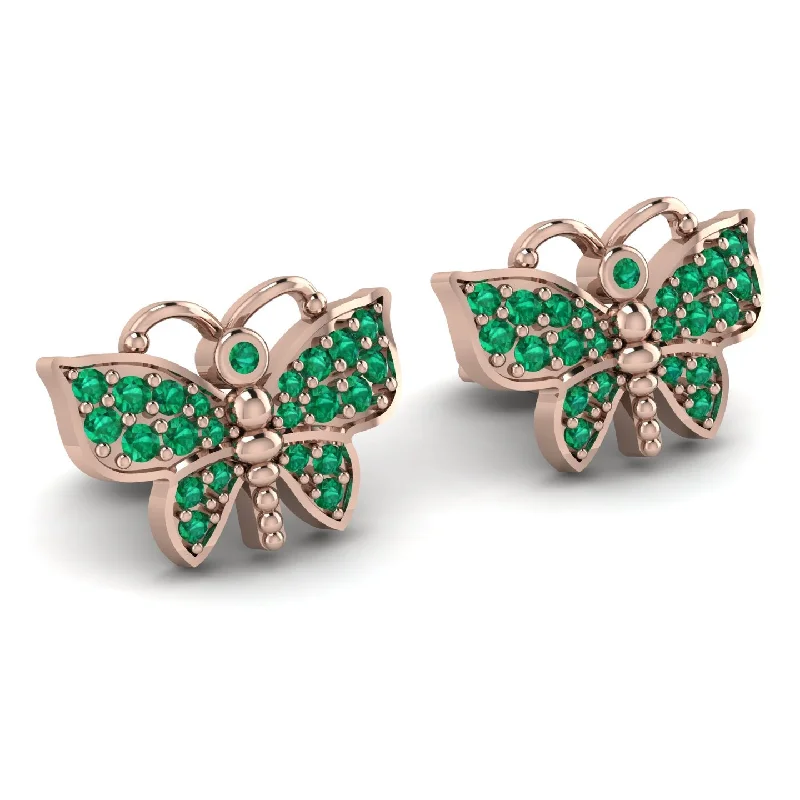 Vintage Crystal Earrings-Butterfly-Inspired Gold Earrings With Stunning Emerald - Sage No. 5