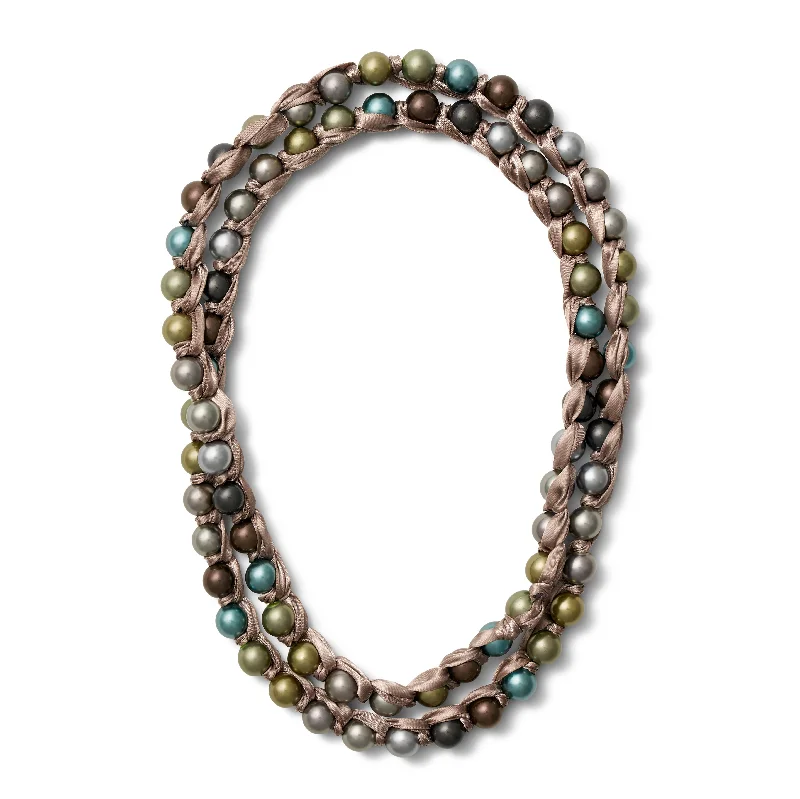 Trendy Statement Chain Necklace For Fashion-Necklace - Ribbons + Pearls, The Moody Mix