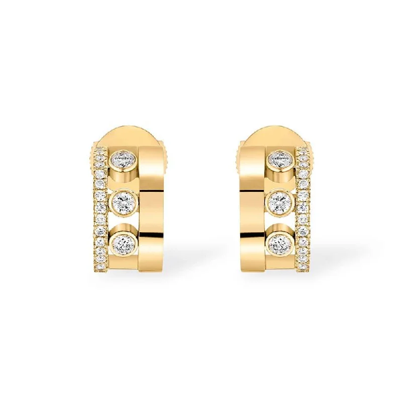 Handmade Jewelry Earrings-Move Romane 18ct Yellow Gold Diamond Set Mini Hoop Earrings