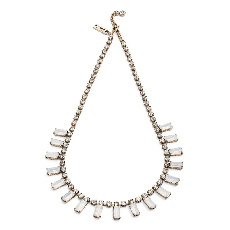 Unique Chain Necklace For Fashion Enthusiasts-White Milk Stone 1950s style necklace