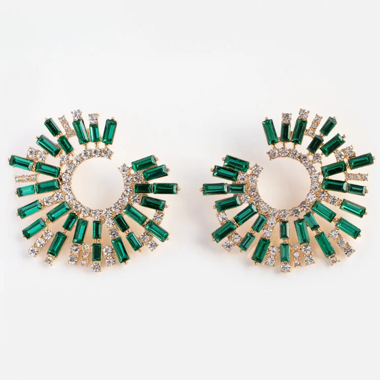 Beaded Earrings For Unique Style-Opulent Emerald Crystal Wrap Earrings