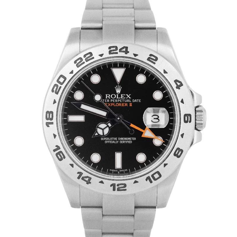 Timeless Watches For Professionals-Rolex Explorer II BLACK 42mm Stainless Steel Orange GMT Automatic Watch 216570