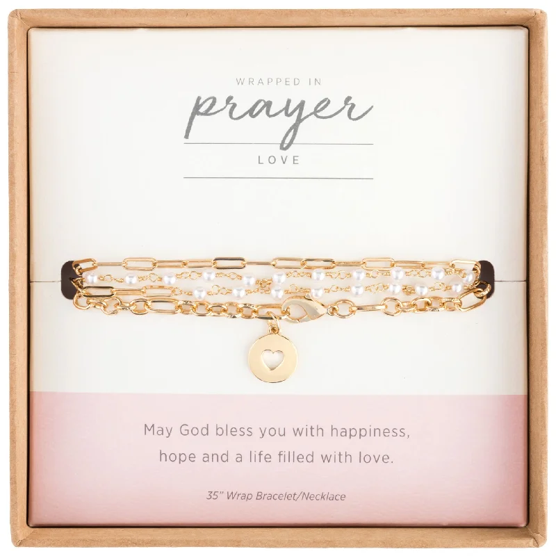 Unique Gold Necklace For Bridesmaids Gifts-Love Wrapped in Prayer 2-in-1 Necklace/Bracelet