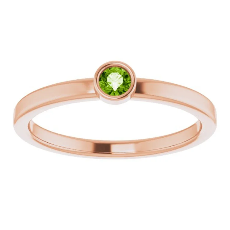 Elegant Gold Rings For Engagement Day-14K Rose 3 mm Natural Peridot Ring