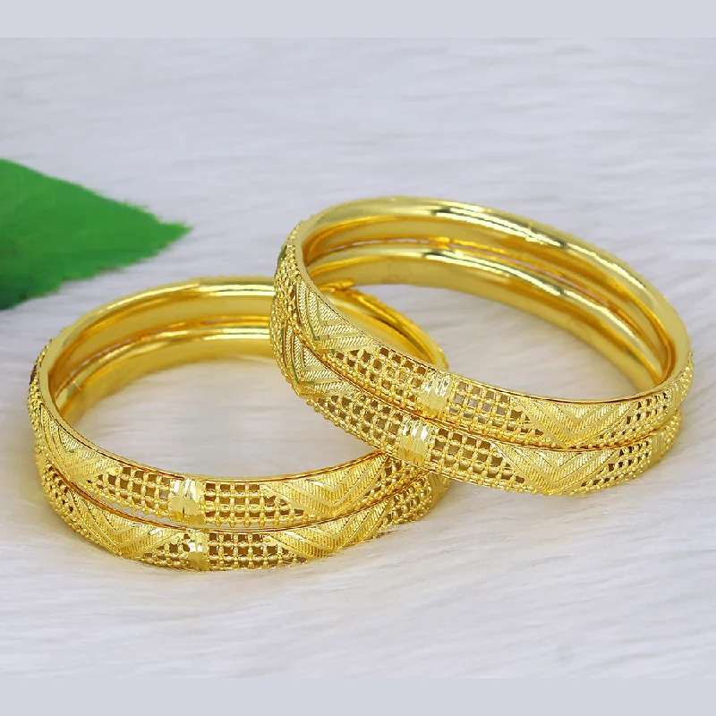 Elegant Silver Bangles For Wedding Day-Mahavir Dye Gold Plating Bangles Set