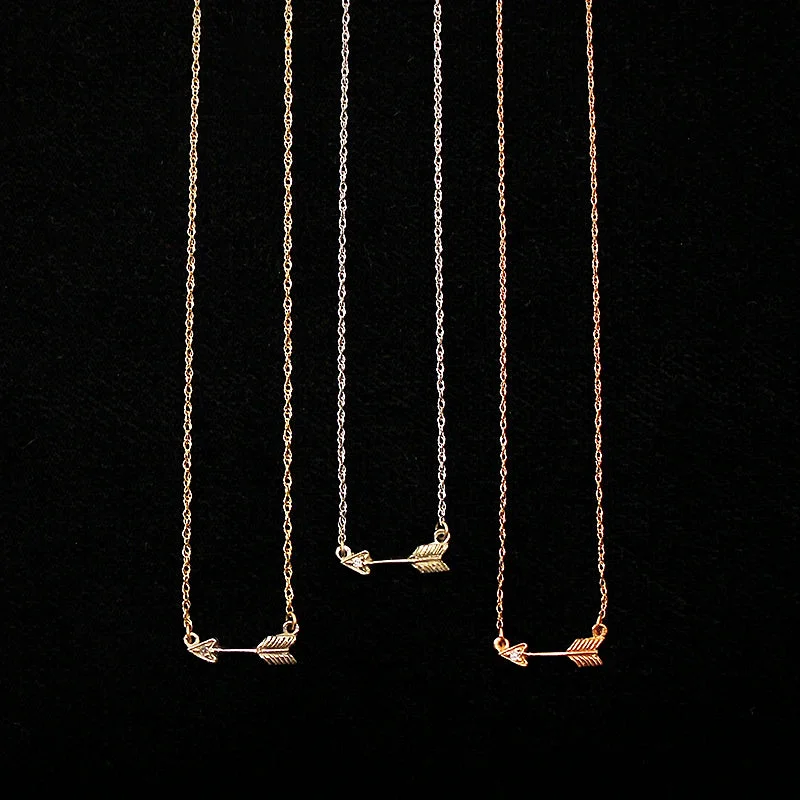 Custom Family Necklace For Special Gifts-Tiny Arrow Necklace in Recycled Gold by 720