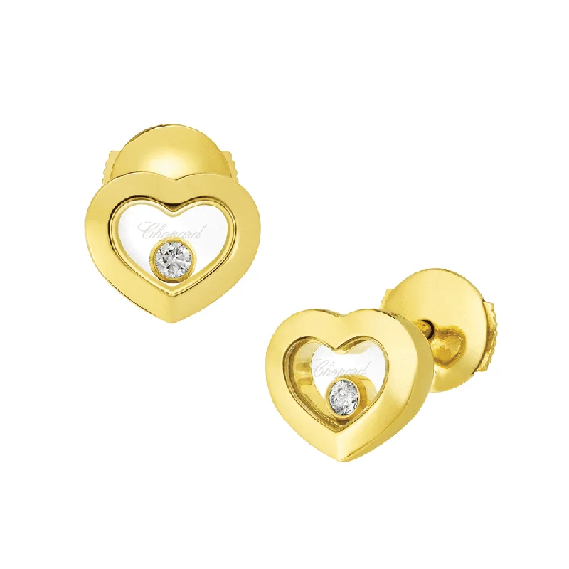 Vintage-Inspired Earrings With Pearls-Happy Diamonds Icons 18ct Yellow Gold Heart Earrings