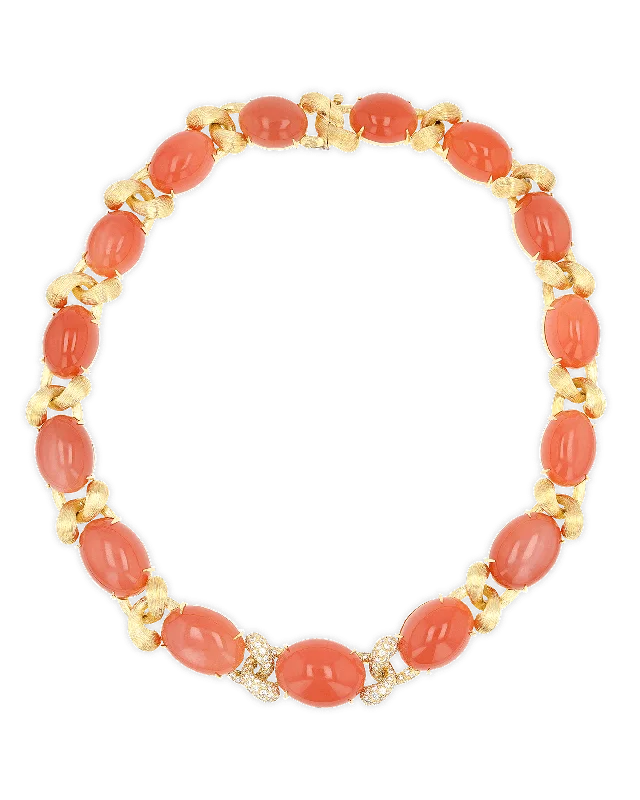 Simple Gemstone Necklace For Casual Wear-Henry Dunay Orange Moonstone and Diamond Sabi Necklace