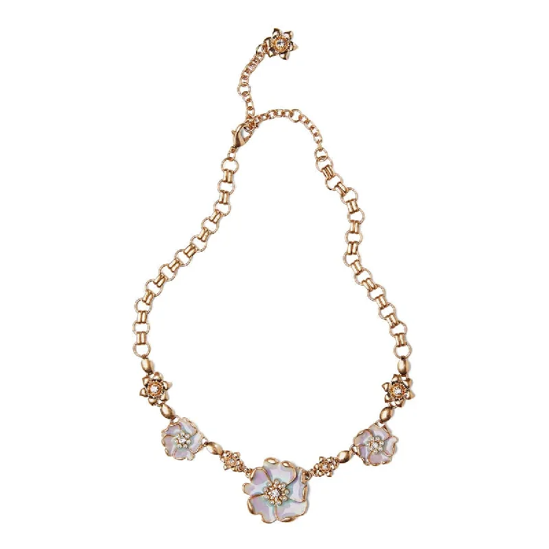 Trendy Layered Necklace For Stylish Look-Enamel flower short necklace