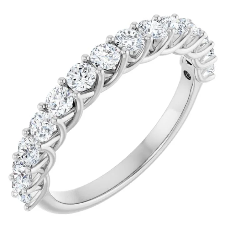 Handmade Silver Rings For Custom Gifts-Platinum 7/8 CTW Natural Diamond Anniversary  Band