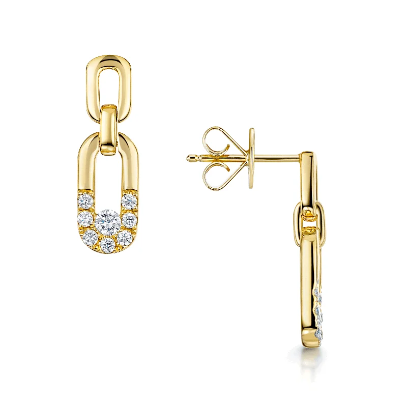 Geometric Silver Earrings-Verve Collection 18ct Yellow Gold Diamond Set Drop Earrings