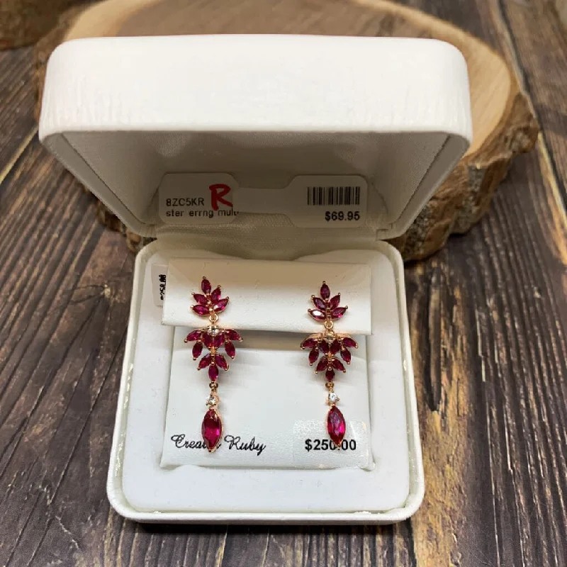 Personalized 3D Earrings For Unique Style-Sterling & Ruby Earrings NWT