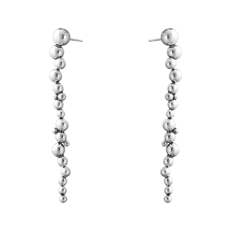 Elegant Gold Earrings For Weddings-Moonlight Grapes Silver Long Earrings