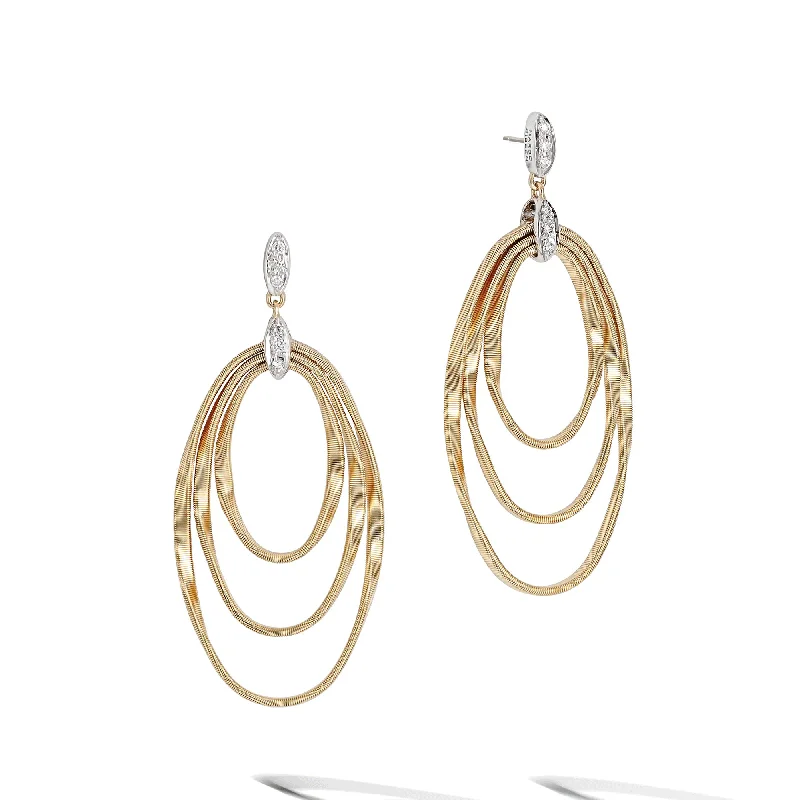 Luxury Wedding Earrings-Marrakech Onde 18ct Yellow Gold Diamond Drop Earrings