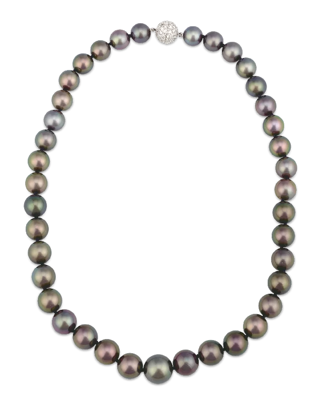 Sparkling Diamond Necklace For Evening-Tahitian South Sea Pearl Necklace